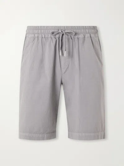 Fedeli Straight-leg Cotton-blend Poplin Shorts In Gray