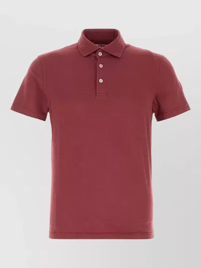 Fedeli Tyrian Purple Stretch Cotton Polo Shirt In Burgundy