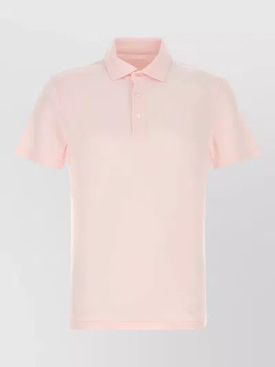 Fedeli Stretch Cotton Polo Shirt Short Sleeves In Pink
