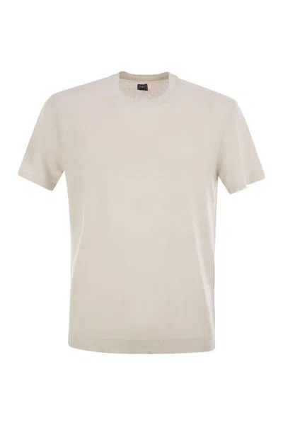 Fedeli Stretch Linen Short-sleeved T-shirt In Beige