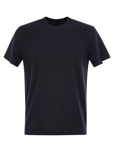Fedeli Stretch Linen Short-sleeved T-shirt In Black