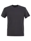 Fedeli Lightweight Linen And Elastane Blend T-shirt In Blue
