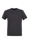 Fedeli Stretch Linen Short-sleeved T-shirt In Grey