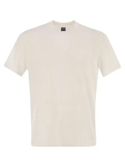 Fedeli Stretch Linen Short-sleeved T-shirt In White