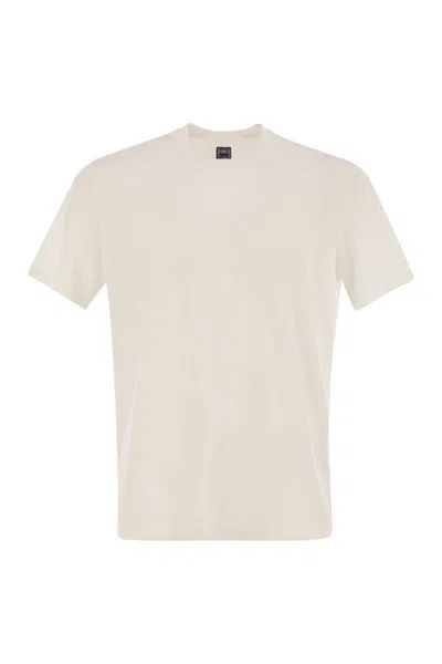 Fedeli Stretch Linen Short-sleeved T-shirt In White