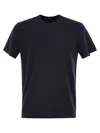 Fedeli Lightweight Linen And Elastane Blend T-shirt In Blue