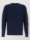 Fedeli Navy Blue Stretch Wool Blend Sweater In Blue