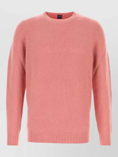 Fedeli Stretch Wool Blend Sweater Round Neck In Pink