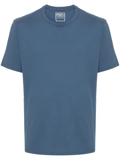 Fedeli Stretch-cotton Jersey T-shirt In Blue