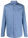 Fedeli Stretch-cotton Shirt In Blue