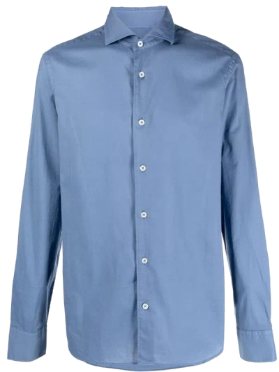 Fedeli Stretch-cotton Shirt In Blue