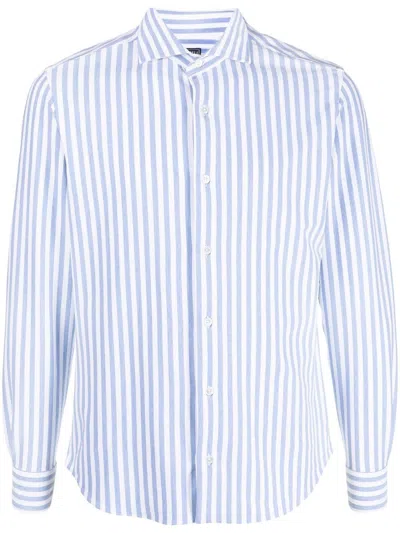 Fedeli Stripe-pattern Long-sleeve Shirt In Blue