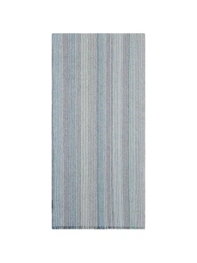 Fedeli Striped Cashmere Scarf In Gray