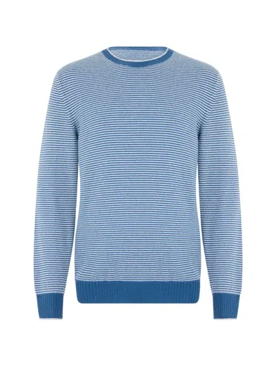 Fedeli Striped Cashmere Sweater In Blue