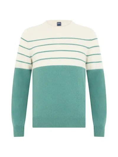Fedeli Striped Cashmere Sweater In Green