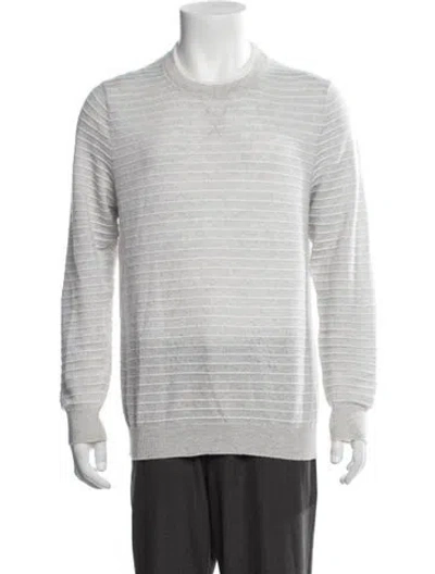 Pre-owned Fedeli Striped Crew Neck Pullover In Grey