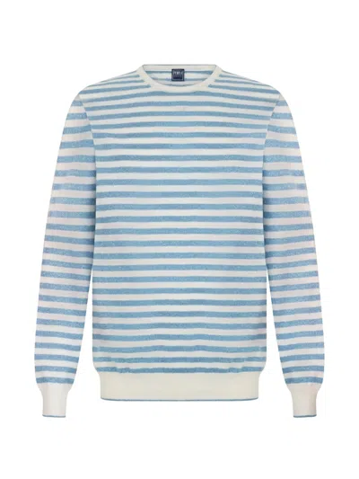 Fedeli Striped Crew-neck Sweater In Blue