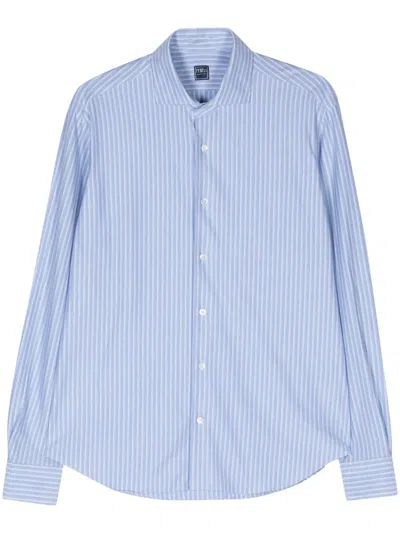Fedeli Striped Jersey Shirt In Blue