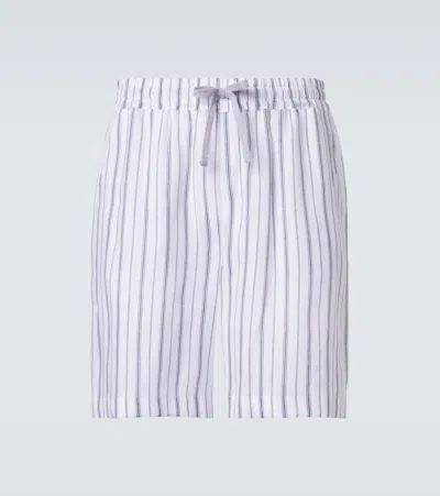 Fedeli Striped Linen Bermuda Shorts In White