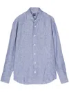 Fedeli Striped Linen Shirt In Blue