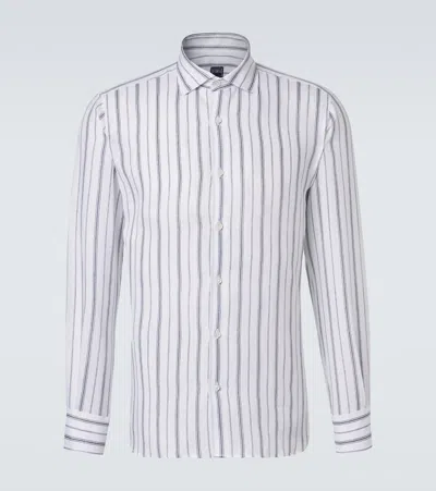 Fedeli Striped Linen Shirt In White
