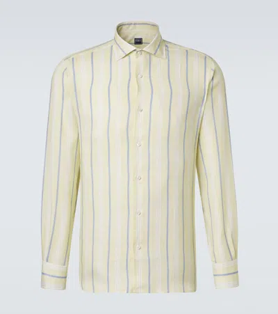 Fedeli Striped Linen Shirt In Yellow