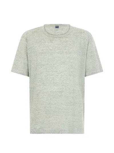 Fedeli Striped Linen T-shirt In Blue