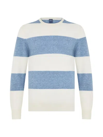 Fedeli Striped Long-sleeved Sweater In Blue