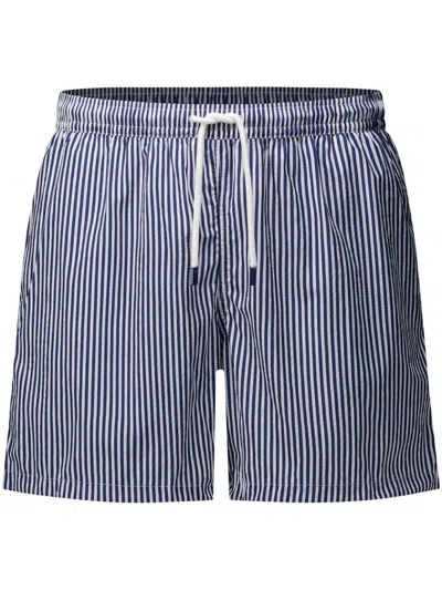 Fedeli Striped Swim Shorts In Blue