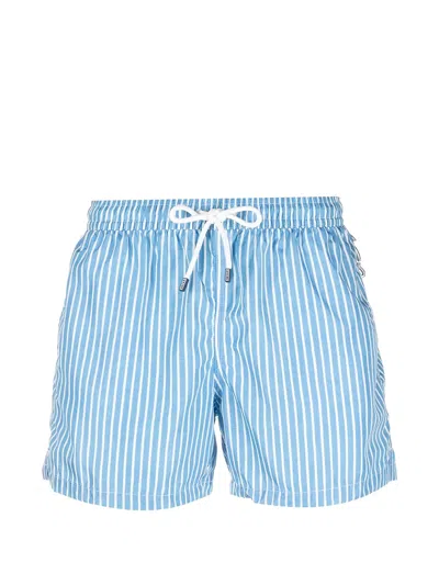 Fedeli Striped Swim Shorts In Blue