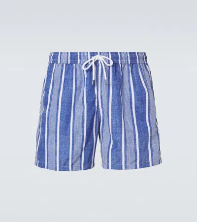 Fedeli Striped Swim Trunks In Blue
