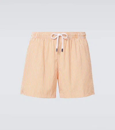 Fedeli Striped Terry T-shirt In Orange