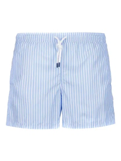 Fedeli Stripe-pattern Swim Shorts In Animal Print