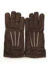 Fedeli Suede Gloves Brown In Brown