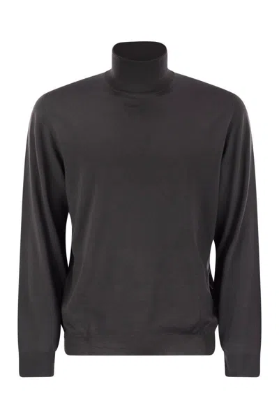 Fedeli Superfine Wool Turtleneck Derby In Gray