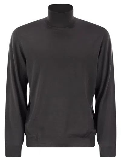 Fedeli Superfine Wool Turtleneck Derby In Grey