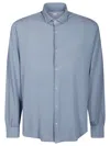 Fedeli Superlight Piquet Cotton Shirt With Classic Collar In Blue