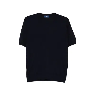 Fedeli Short-sleeve Crewneck Knitted Top In Black