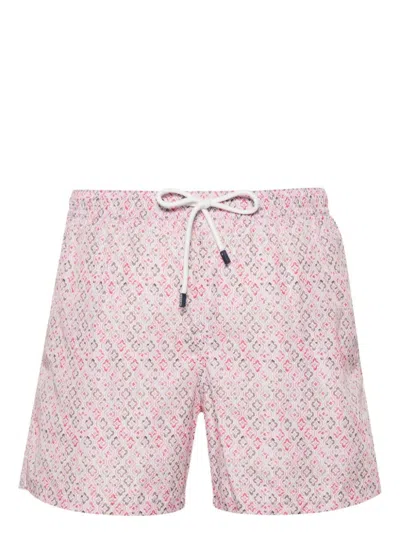 Fedeli Madeira Graphic-print Swim Shorts In Pink