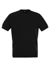 Fedeli Ribbed Hem Short Sleeves Textured Pattern In Black