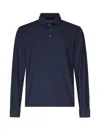 Fedeli Long Sleeve Polo In Organic Cotton In Blue