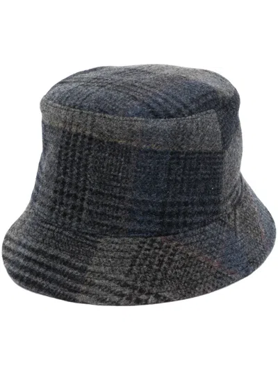 Fedeli Tartan-check Virgin-wool Hat In Blue