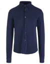 Fedeli Oxford Shirt With Curved Collar And Hem In Blue