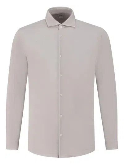 Fedeli Textured Long-sleeve Shirt In Grey