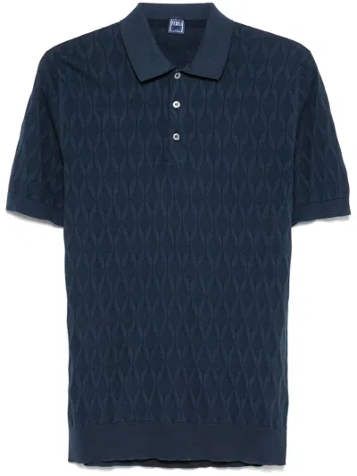 Fedeli Textured Polo Shirt In Blue