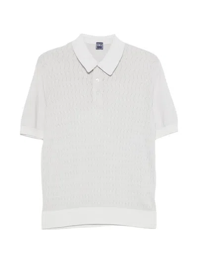 Fedeli Textured-knit Polo Shirt In Gray