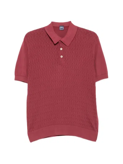 Fedeli Textured-knit Short-sleeve Polo Shirt In Red