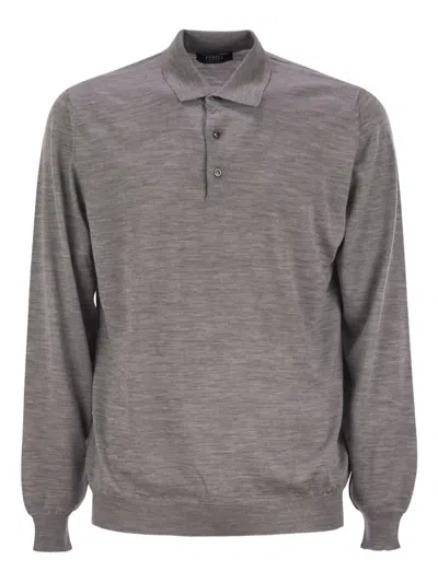 FEDELI 三纽扣初剪羊毛POLO衫