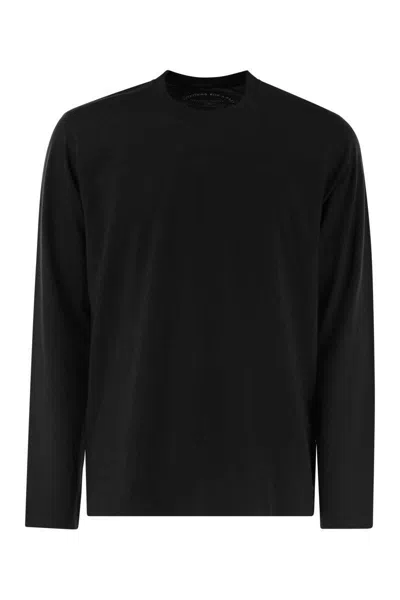 Fedeli Extreme Long Sleeved Giza Cotton T Shirt In Black