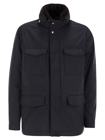 Fedeli Trieste - Rain Jacket And Shearling. In Blue